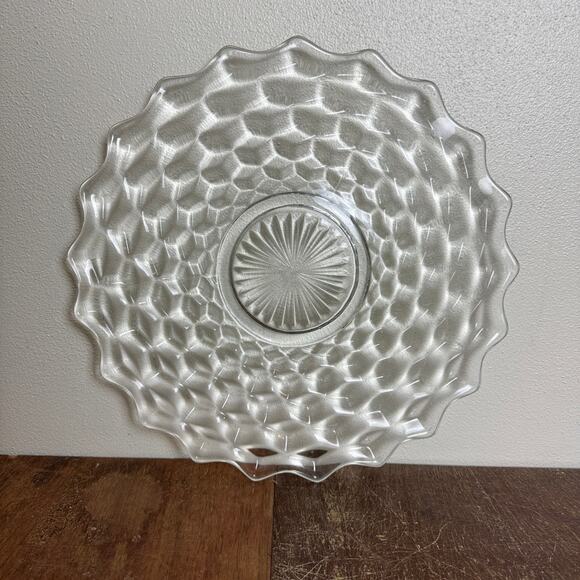 Fostoria American Crystal Clear Glass Cubist 12 Inch Cake Plate Serving Platter - Picture 5 of 6